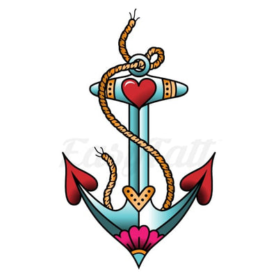Anchor with Heart - Temporary Tattoo