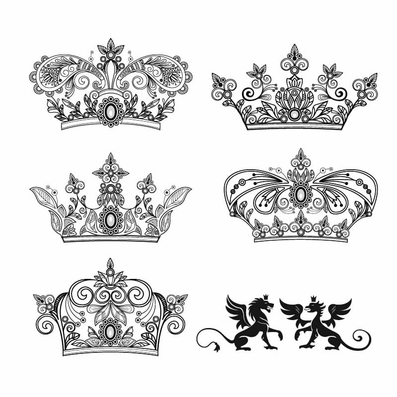 Crown Royalty Set - Temporary Tattoo