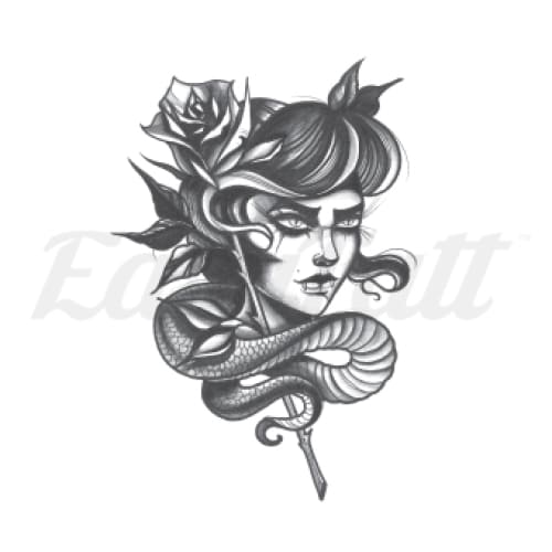 Evil Snake Woman - Temporary Tattoo