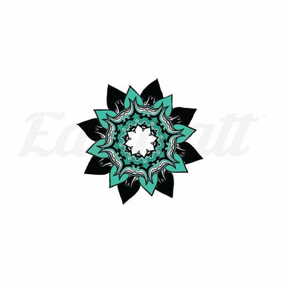 Green and Black Blossom - By Jen - Temporary Tattoo