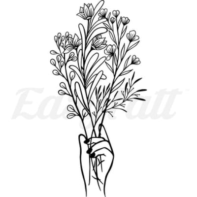 Holding Flowers - Temporary Tattoo