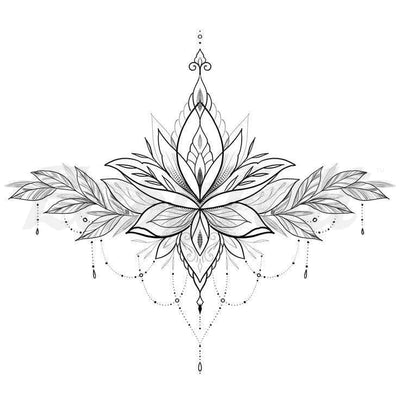 Lotus with Beads - Temporary Tattoo