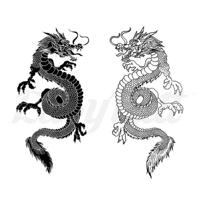 Twin Dragons - Temporary Tattoo