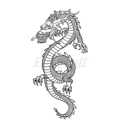 Upright Dragon - Temporary Tattoo