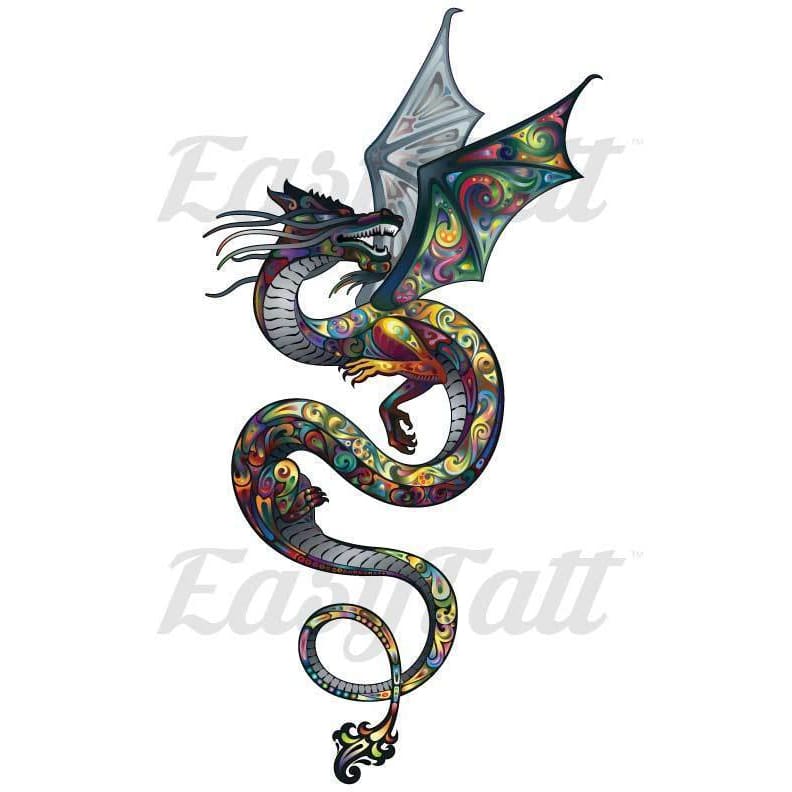 Watercolour Dragon - Temporary Tattoo