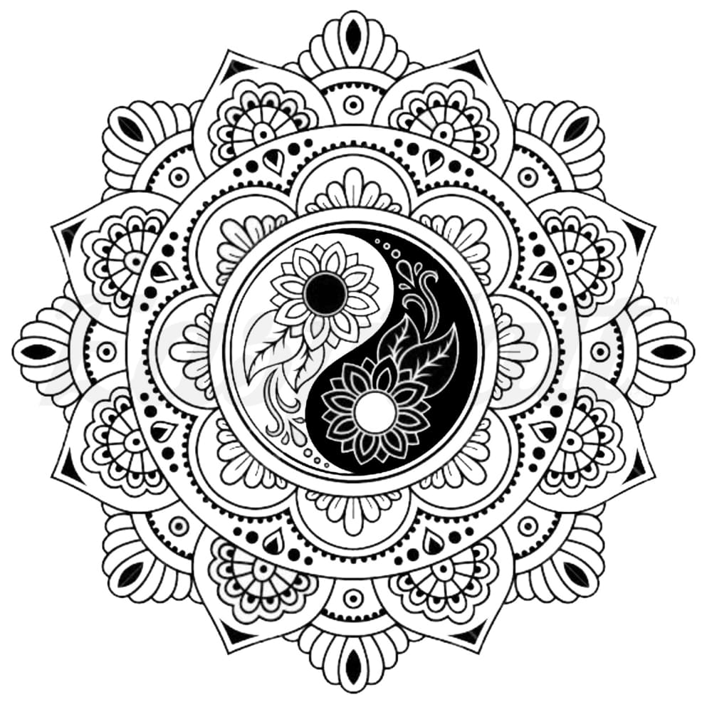 Yin Yang Mandala - Temporary Tattoo